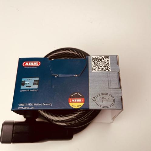 ABUS Kabelslot Spiraal Booster 6512K/180 BK – met Sleutel, Fietsen en Brommers, Fietsaccessoires | Fietssloten, Nieuw, Kabelslot