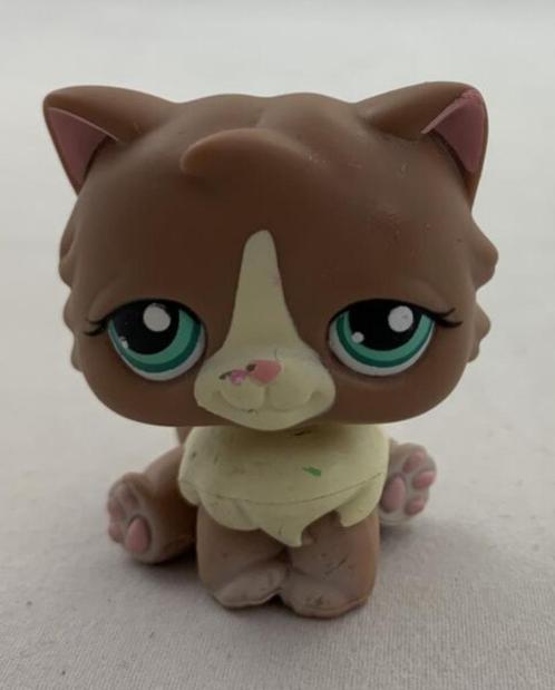 Littlest Pet Shop # 371 Persian Cat LPS Brown Cream Kitten C, Verzamelen, Poppetjes en Figuurtjes, Gebruikt, Ophalen of Verzenden