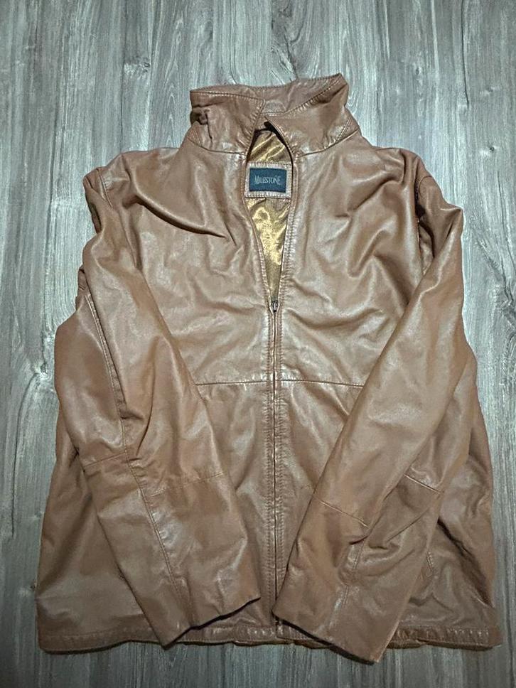 Bruine leren van Milestone  maat XXL, Kleding | Dames, Bodywarmers, Zo goed als nieuw, Bruin, Verzenden