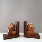 Vintage houten boekensteunen – lezende figuren / monniken, Ophalen of Verzenden