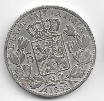 Belgique : 5 francs 1852 FR (= morin 42), Monnaie en vrac, Argent, Argent, Envoi