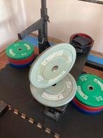 Bumper plates 2x5kg olympisch 50mm, Sports & Fitness, Comme neuf, Enlèvement