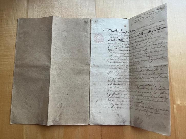 Zeer oude akte Notaris Berteir-Poperinge -1863, Antiek en Kunst, Antiek | Boeken en Manuscripten, Verzenden