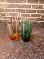 Vintage gekleurde Waterglazen 4st, Verzamelen, Glas en Drinkglazen, Ophalen of Verzenden, Gebruikt