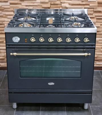 🔥 Poêle Boretti de luxe 80 cm en laiton anthracite à 5 brûl