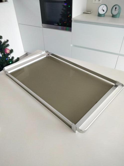 1970s vintage design dienblad plateau glas, Huis en Inrichting, Woonaccessoires | Dienbladen, Gebruikt, Metaal, Rechthoekig, Ophalen of Verzenden