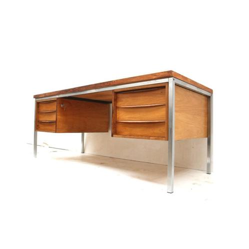 Groot vintage palissander design directiebureau jaren '70, Huis en Inrichting, Tafels | Sidetables, Ophalen of Verzenden