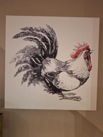 Kippen print op doek 40x40 