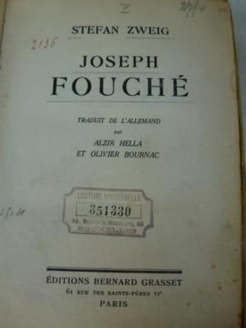 Joseph Fouché Stefan Zweig Grasset Paris 