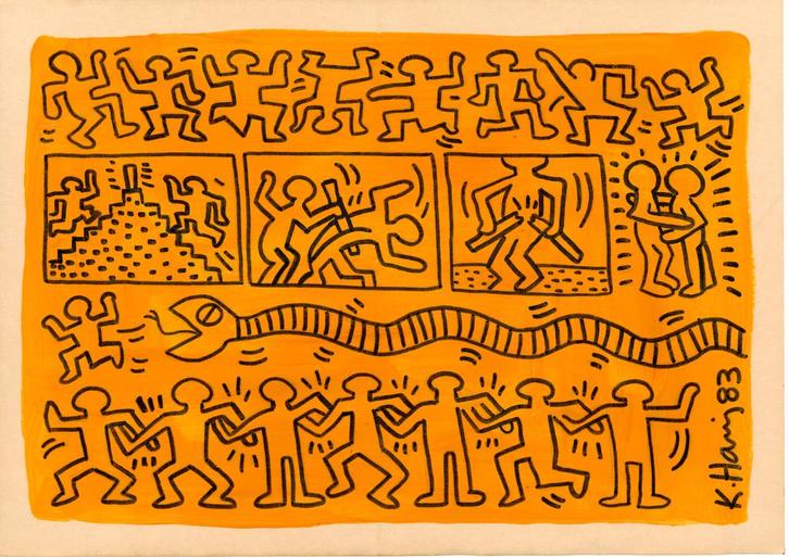 Keith Haring Artwork, Antiquités & Art, Art | Peinture | Moderne, Enlèvement ou Envoi