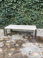 Salontafel travertin met chroom en messing poten, Huis en Inrichting, Tafels | Salontafels, Overige materialen, 100 tot 150 cm