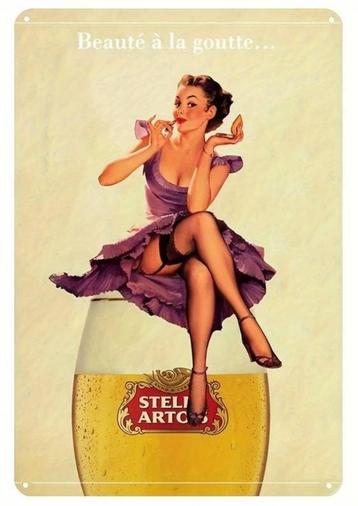 STELLA ARTOIS : Metalen Bord Stella Artois Bier Pin Up Girl