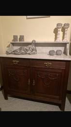 Eikenkast met marmeren tablet, Huis en Inrichting, Ophalen, Zo goed als nieuw