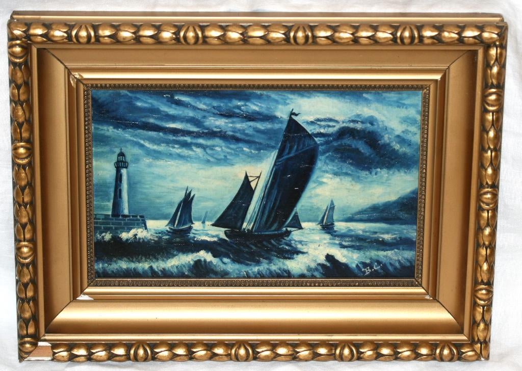 Oude schilderij Olie op Paneel Gesigneerd, Enlèvement ou Envoi