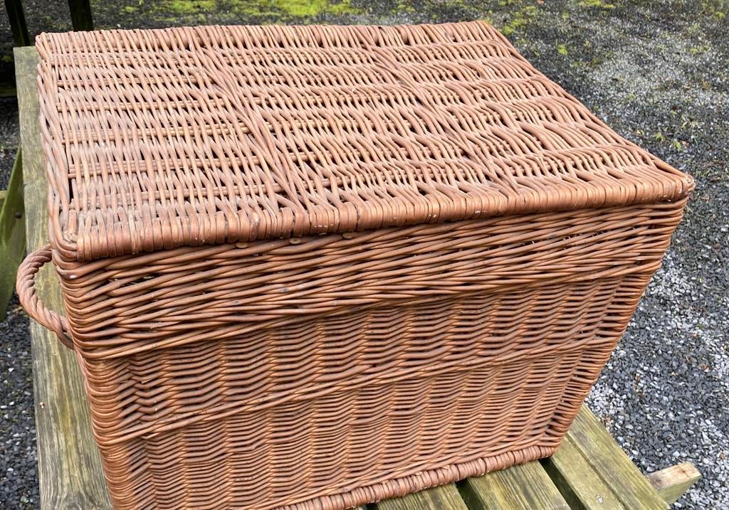 Rechthoekige mand - vlechtwerk - los deksel - 62x46x46 cm, Ophalen, Gebruikt, Zonder inhoud