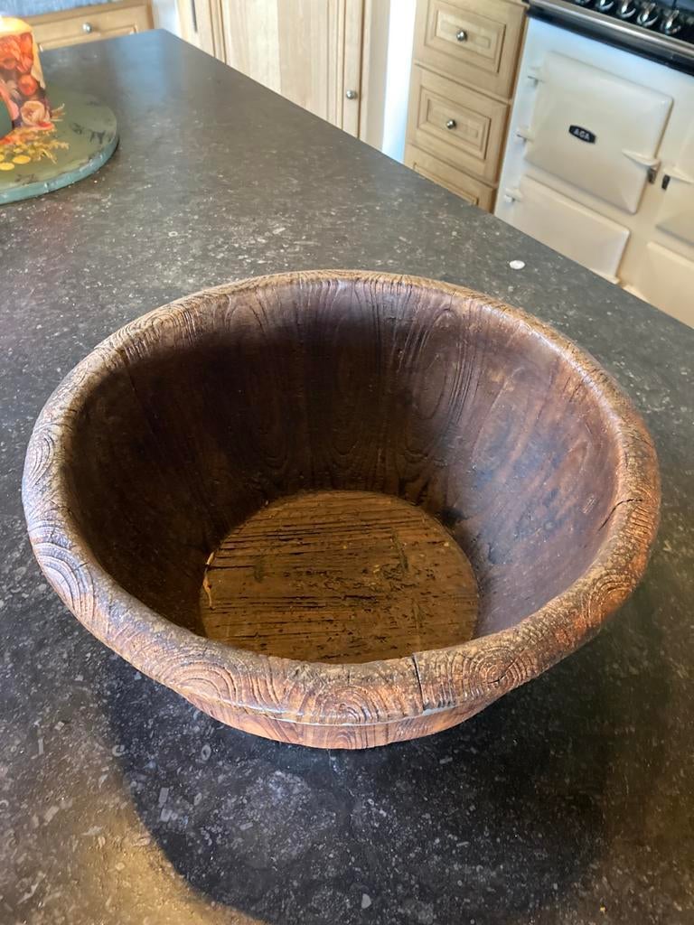 Oude houten trog, Gebruikt, Schaal, Rond, Ophalen of Verzenden