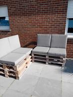 Mooie tuinset van palet met bijna nieuwe kussens, Enlèvement, Salons de jardin