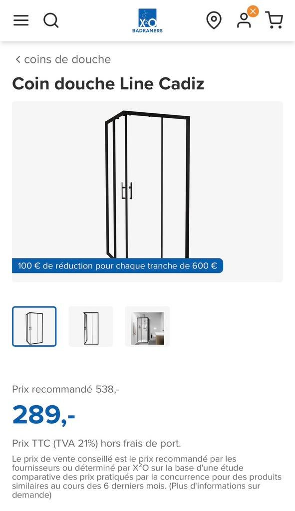 Paroi de douche, Ophalen, Douche