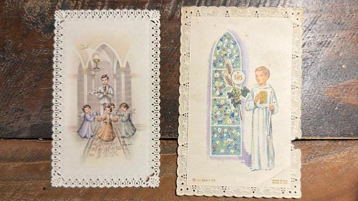 2 Communieprentjes - kantprentjes (canivet), Verzamelen, Bidprentjes en Rouwkaarten, Bidprentje, Verzenden