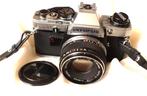 Olympus om 10 + Olympus 50mm 18 zilveren spiegelreflexcamera, Audio, Tv en Foto, Ophalen of Verzenden, Olympus