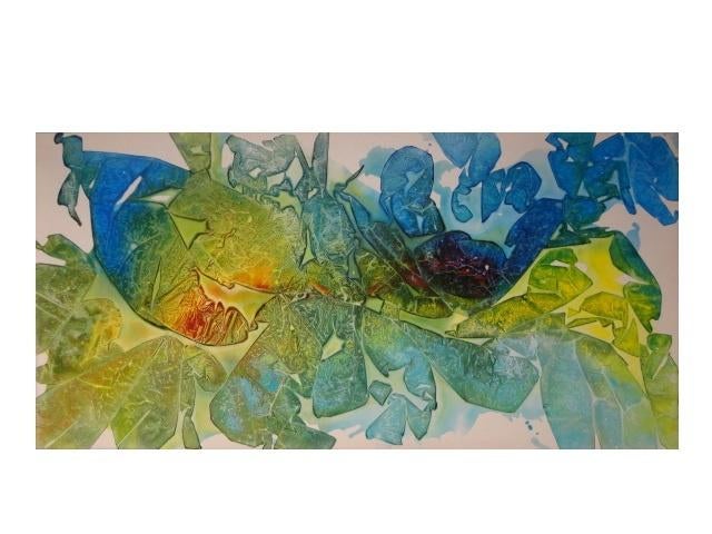 " Leaf " Prachtig Acrylschilderij, Antiquités & Art, Art | Peinture | Moderne, Enlèvement ou Envoi