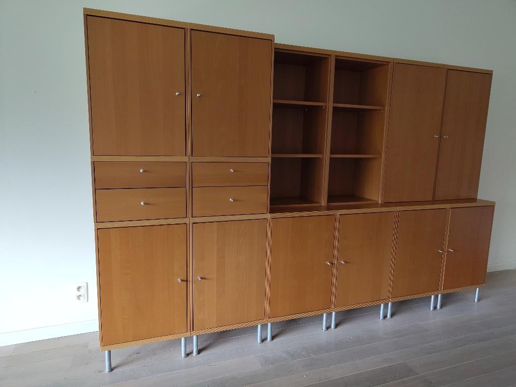 Bruynzeel buffetkast in rode beukenfineer, Ophalen, Gebruikt, Met deur(en), 200 cm of meer