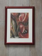 Pasteltekening / ingelijst / TULIPS, Antiek en Kunst, Ophalen of Verzenden