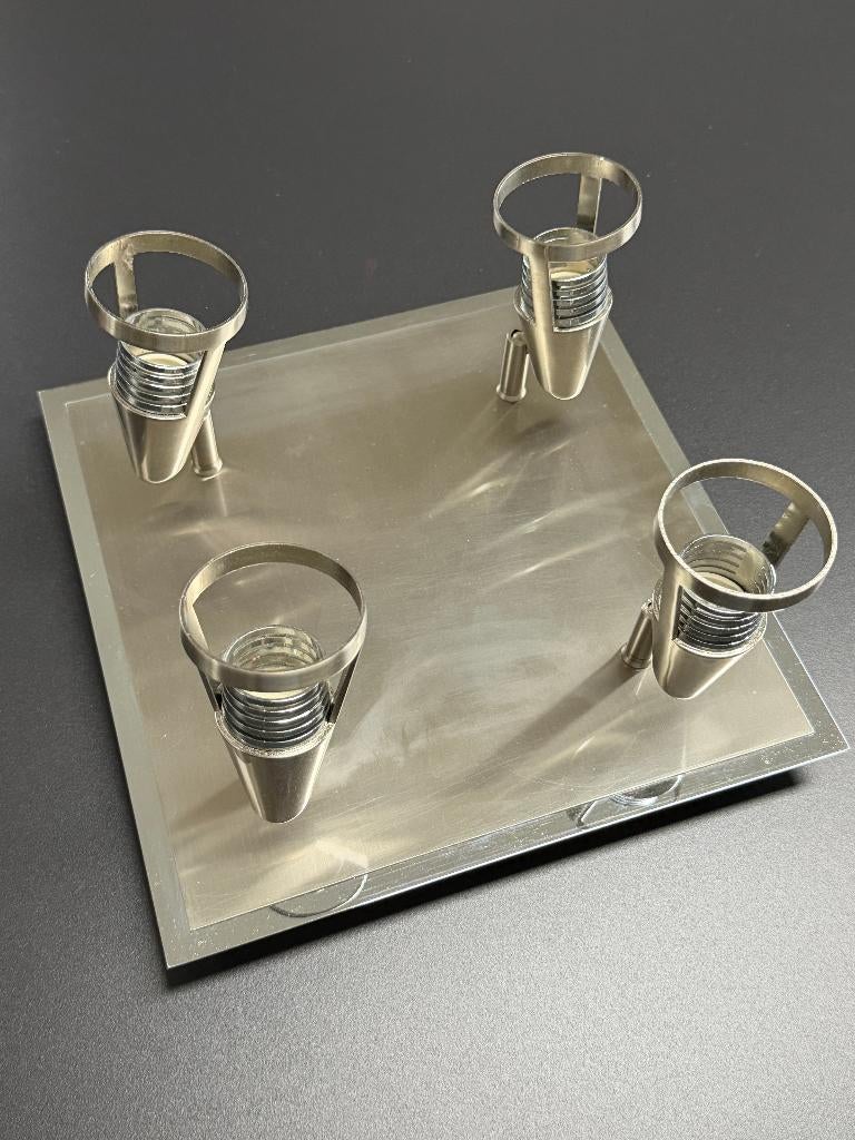 Luminaire carré Massive Terra - 4 spots GU10, Maison & Meubles, Lampes | Plafonniers, Enlèvement, Utilisé, Métal