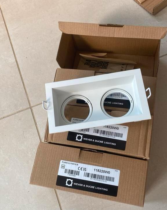 Spots inbouw 4 stuks wever & ducré dubbel, Huis en Inrichting, Lampen | Spots, Nieuw, Plafondspot of Wandspot, Inbouw, Ophalen