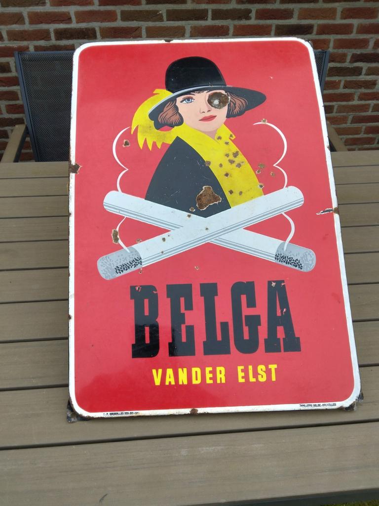 Emaille reclamebord  belga, Ophalen, Reclamebord