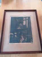 Etswerk van Frans Pyke genaamd, aan het weefgetouw, Ophalen