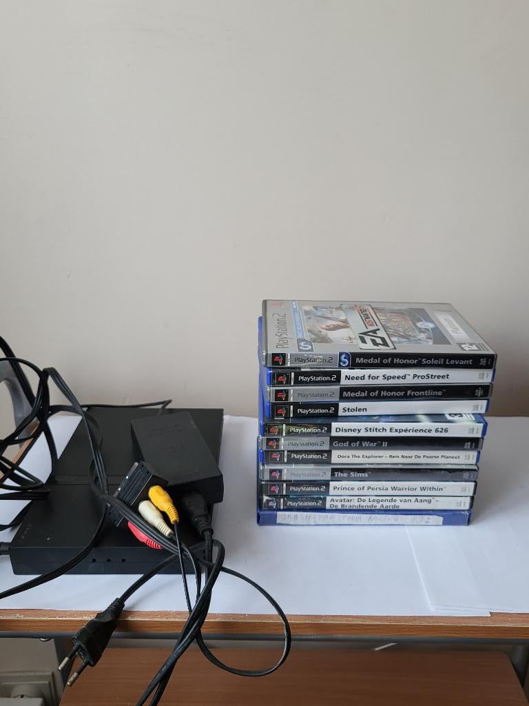 Console PS2 Slim Noire + 11 Jeux - TESTÉE, Enlèvement ou Envoi, Slim