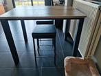 Table de bar +2 chaises de bar en cuir, Maison & Meubles, Enlèvement, Comme neuf