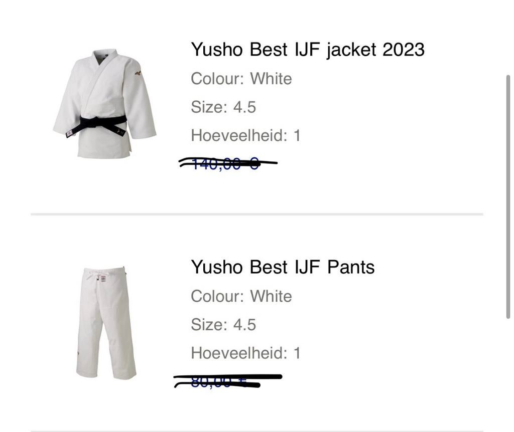 Judogi Mizuno IJF Aproved, Sport en Fitness, Ophalen, Zo goed als nieuw