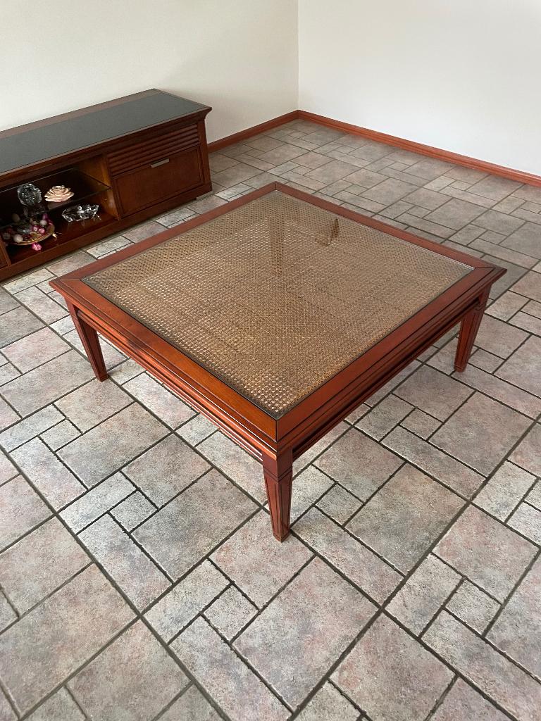 Salon tafel met bijzettafel  kersenhout, Ophalen, Vierkant, Hout