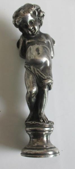 antieke bronzen stempel met engeltje, Antiek en Kunst, Verzenden
