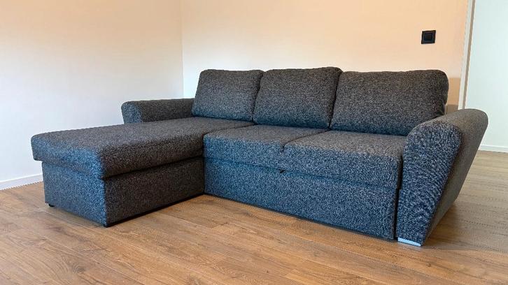Canapé méridienne convertible avec coffre gris, Maison & Meubles, Canapés | Coins salons complets, Comme neuf, Enlèvement