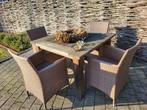 tuintafel met 4 stoelen, Tuin en Terras, Ophalen, Gebruikt, Hout