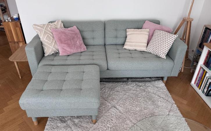 Canapé IKEA LANDSKRONA + repose-pieds, Huis en Inrichting, Zetels | Zetels, Gebruikt, Hoekbank, Driepersoons, 200 tot 250 cm, 75 tot 100 cm