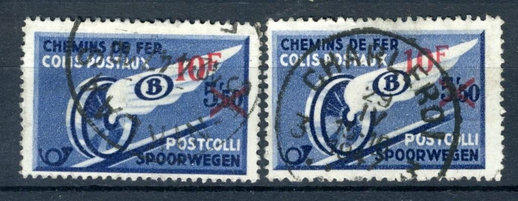 (B) TR292 gestempeld 1946 - Gevleugeld wiel met rode opdruk, Ophalen of Verzenden, Gestempeld, Gestempeld