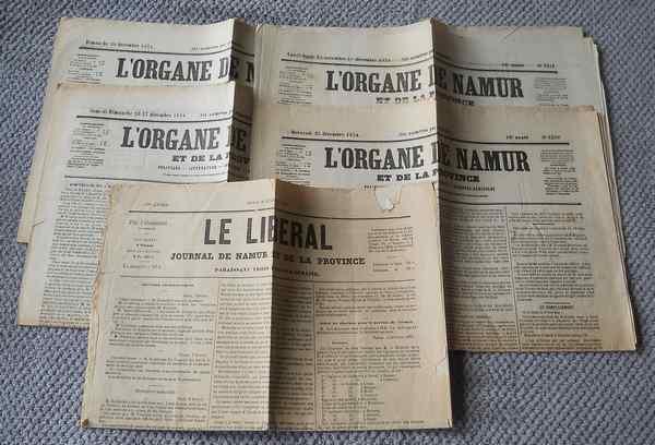 Lot de 5 journaux anciens de Namur, Antiek en Kunst, Antiek | Boeken en Manuscripten, Ophalen of Verzenden