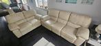 ️ Salon en cuir 3 places + 2 places d’angle – beige, Enlèvement, Utilisé, Cuir, Moderne