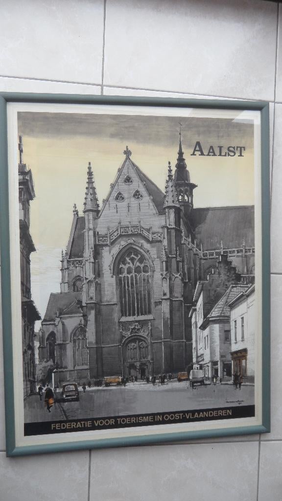 Affiche voor de stad Aalst uit 1960, Antiek en Kunst, Ophalen