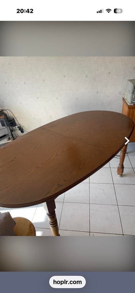 Tafel uitrekbaar en 6 stoelen gratis, Huis en Inrichting, Ophalen, Gebruikt, Vijf personen of meer, Ovaal