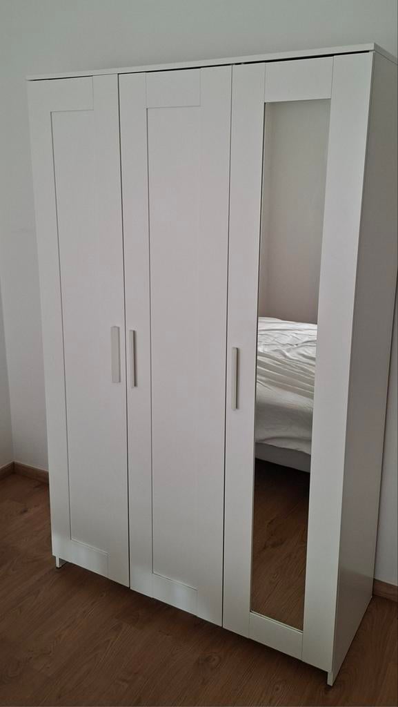 Armoire IKEA BRIMNES (3 portes, blanc), Maison & Meubles, Avec tablette(s), 100 à 150 cm, Utilisé, Autres matériaux