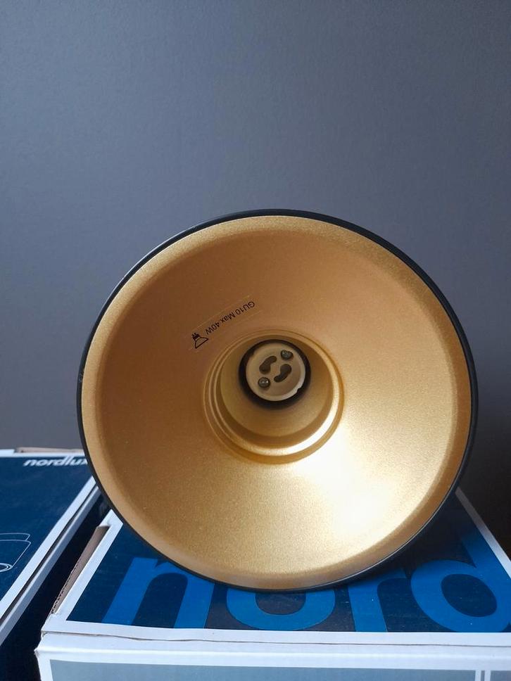 NIEUW Led plafondlamp  GU10- zwart+goud - Nordlux 5 stuks, Huis en Inrichting, Lampen | Hanglampen, Metaal, Ophalen