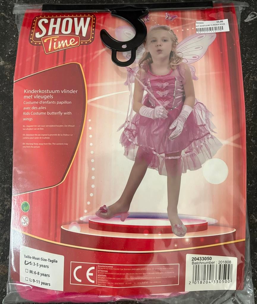 Kinderkostuum vlinder met vleugels, Kinderen en Baby's, Carnavalskleding en Verkleedspullen, Ophalen, Nieuw, 110 t/m 116, Meisje