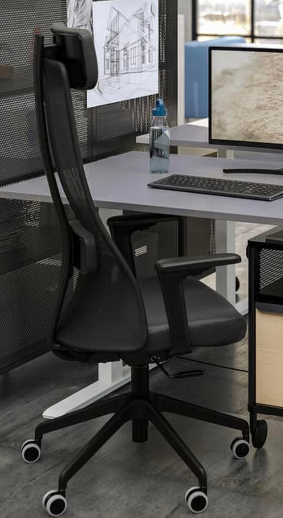 Ergonomische bureaustoel met armleuningen, Huis en Inrichting, Bureaustoelen, Ophalen, Zwart, Zo goed als nieuw, Bureaustoel