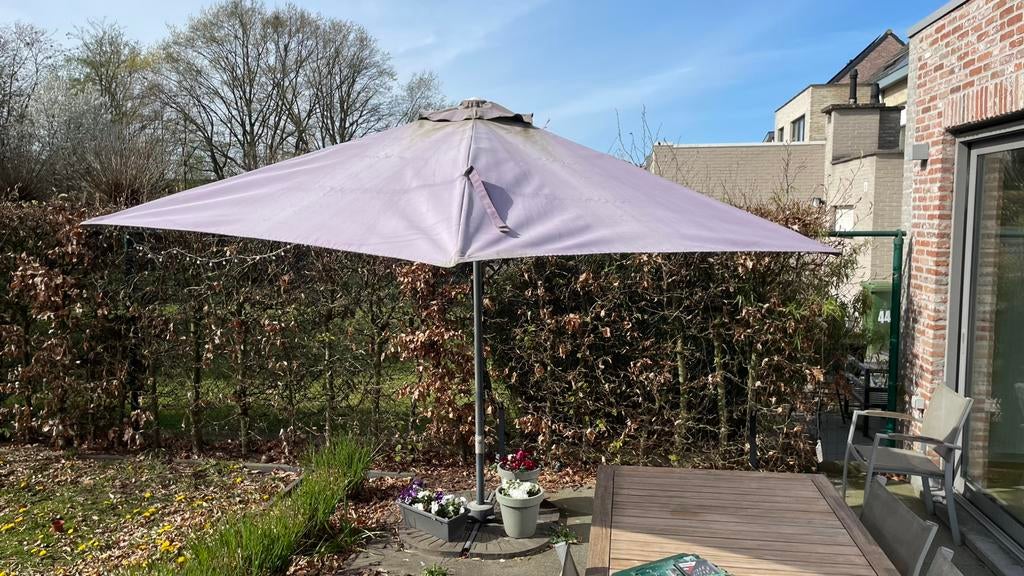 2 parasols te koop 300x300, Tuin en Terras, Parasols, Ophalen, Verstelbaar, Gebruikt, Stokparasol