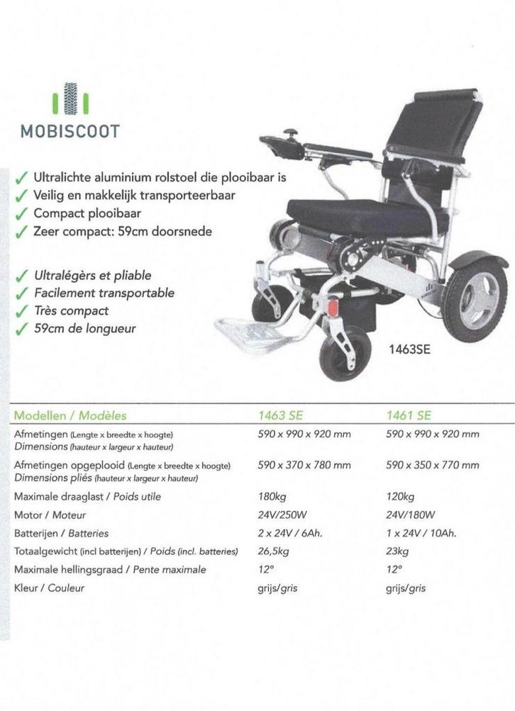 Chaise roulante électrique pliable, Divers, Chaises roulantes, Utilisé, Fauteuil roulant électrique, Pliant, Enlèvement ou Envoi